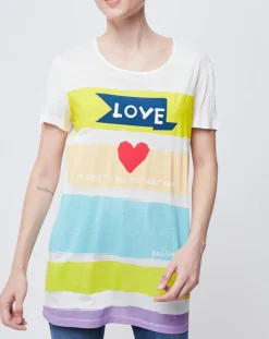 John Galliano T-Shirts|T-Shirt Long imprimé blanc cassé/multicolore