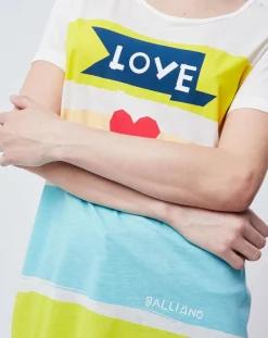 John Galliano T-Shirts|T-Shirt Long imprimé blanc cassé/multicolore