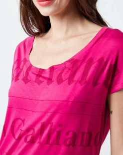 John Galliano T-Shirts|T-Shirt Long imprimé Gazette rose