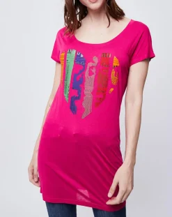 John Galliano T-Shirts|T-Shirt Long imprimé rose foncé
