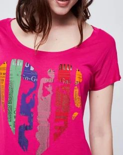 John Galliano T-Shirts|T-Shirt Long imprimé rose foncé