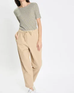 Marc O'Polo T-Shirts|T-Shirt manches courtes Rayé Flame blanc/kaki