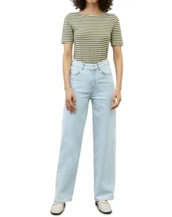 Marc O'Polo T-Shirts|T-Shirt manches courtes Rayé Flame blanc/kaki