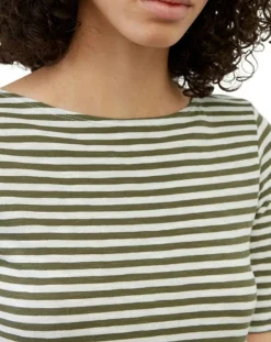 Marc O'Polo T-Shirts|T-Shirt manches courtes Rayé Flame blanc/kaki