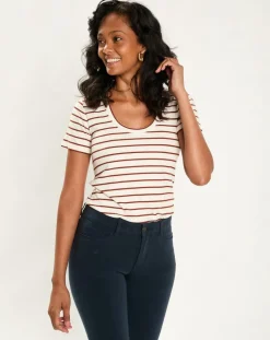 Esprit T-Shirts|T-Shirt Rib écru/marron