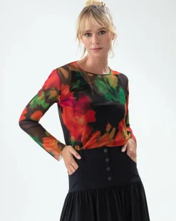 Indies T-Shirts|T-Shirt Sandra black flowers