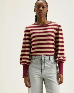 Bellerose T-Shirts|T-Shirt Vidoum rayé blanc/rouge