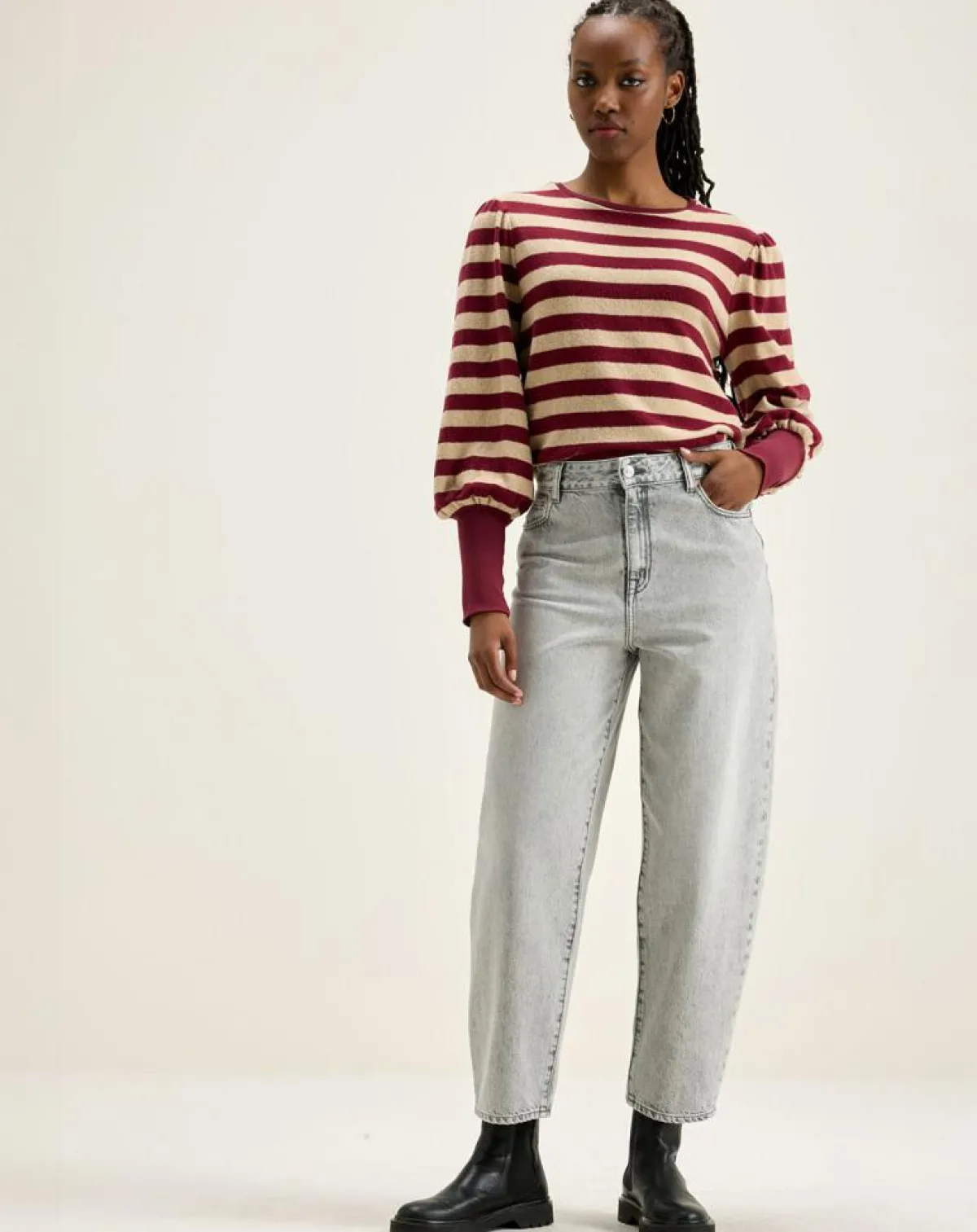 Bellerose T-Shirts|T-Shirt Vidoum rayé blanc/rouge