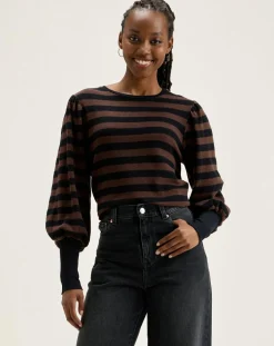 Bellerose T-Shirts|T-Shirt Vidoum rayé noir/brun