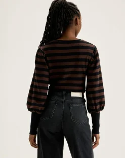 Bellerose T-Shirts|T-Shirt Vidoum rayé noir/brun