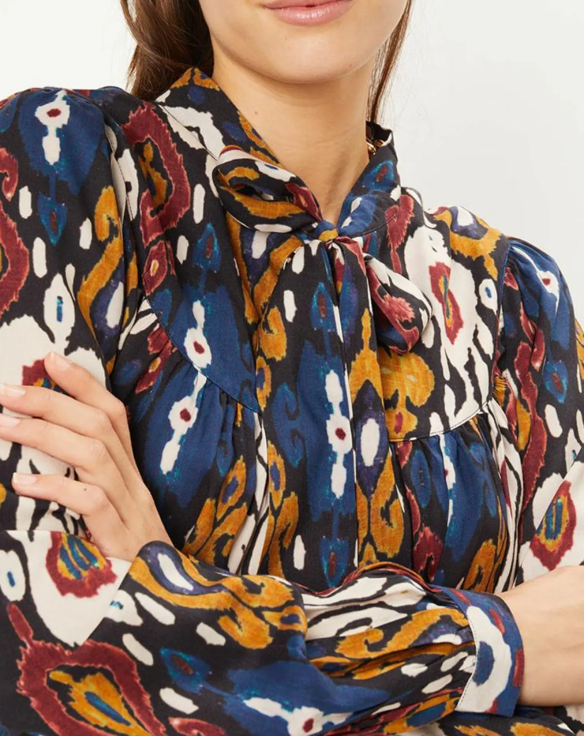 Stella Forest Tops Et Blouses|Tunique à col lavallière Héloïse à motifs carbone