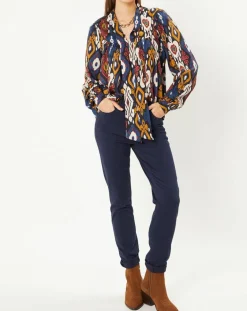 Stella Forest Tops Et Blouses|Tunique à col lavallière Héloïse à motifs carbone