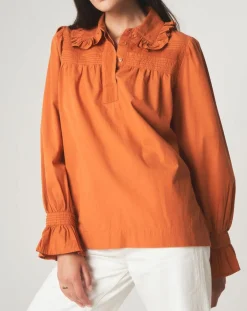 Stella Forest Tops Et Blouses|Tunique en Coton Anna brodée rouille