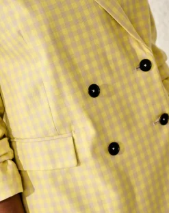 Bellerose Vestes, Blousons|Veste Blazer en Coton Vivien motif vichy jaune
