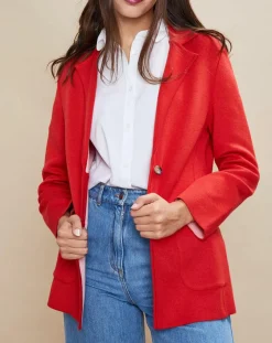 Devernois Vestes, Blousons|Veste blazer en Laine mélangée Voilier rouge