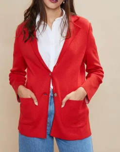 Devernois Vestes, Blousons|Veste blazer en Laine mélangée Voilier rouge