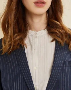 Chloé Stora Vestes, Blousons|Veste blazer en Lin mélangé Virgile bleue