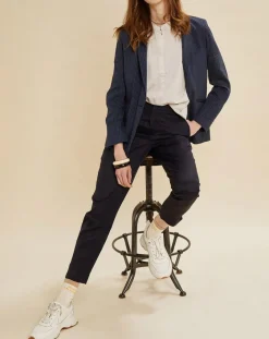 Chloé Stora Vestes, Blousons|Veste blazer en Lin mélangé Virgile bleue