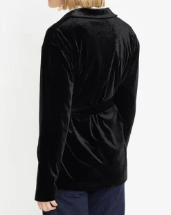 Galeries Lafayette Vestes, Blousons|Veste blazer en Velours lisse noire