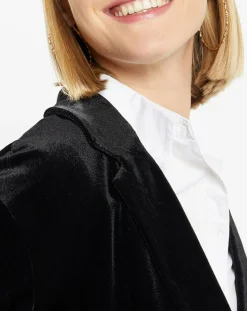 Galeries Lafayette Vestes, Blousons|Veste blazer en Velours lisse noire