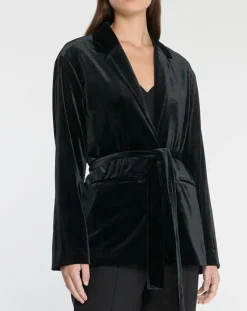 Galeries Lafayette Vestes, Blousons|Veste blazer en Velours lisse noire