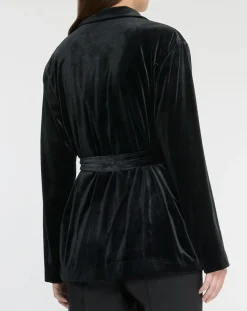 Galeries Lafayette Vestes, Blousons|Veste blazer en Velours lisse noire