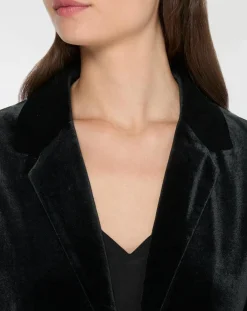 Galeries Lafayette Vestes, Blousons|Veste blazer en Velours lisse noire
