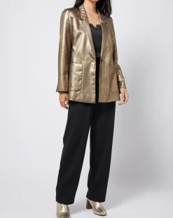 Esprit Vestes, Blousons|Veste blazer enduit métallisé coupe droite bronze