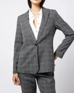 Esprit Vestes, Blousons|Veste blazer prince de galles lurex grise