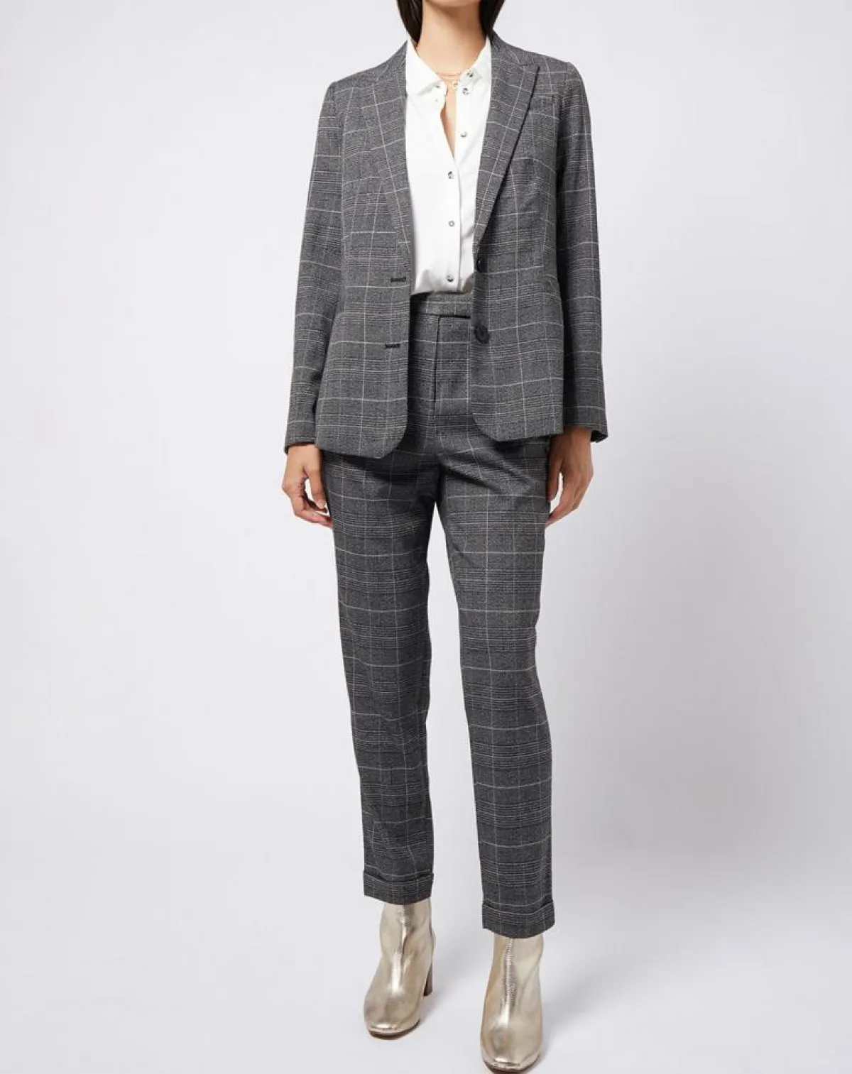 Esprit Vestes, Blousons|Veste blazer prince de galles lurex grise