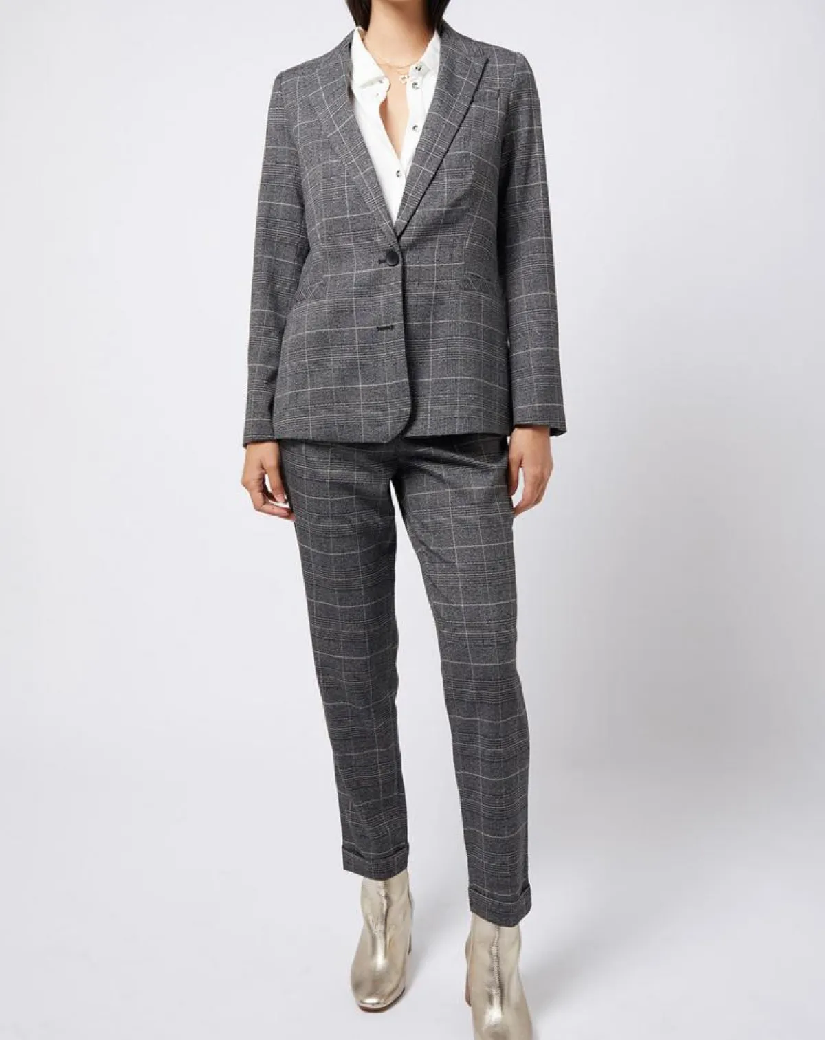 Esprit Vestes, Blousons|Veste blazer prince de galles lurex grise