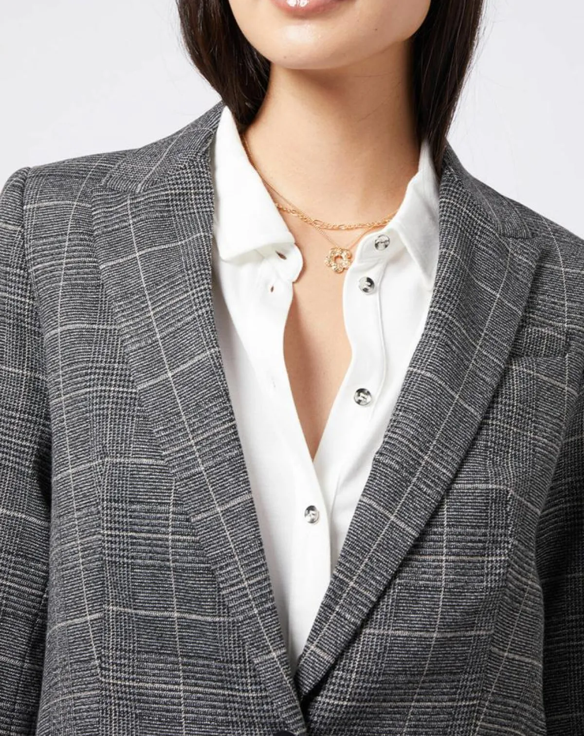 Esprit Vestes, Blousons|Veste blazer prince de galles lurex grise