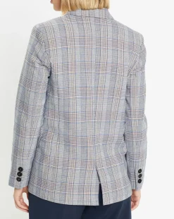 Galeries Lafayette Vestes, Blousons|Veste blazer Rune double boutonnage imprimé Pince de Galles gris/noir