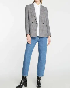 Galeries Lafayette Vestes, Blousons|Veste blazer Rune double boutonnage imprimé Pince de Galles gris/noir