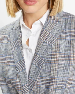 Galeries Lafayette Vestes, Blousons|Veste blazer Rune double boutonnage imprimé Pince de Galles gris/noir