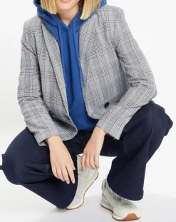 Galeries Lafayette Vestes, Blousons|Veste blazer Rune double boutonnage imprimé Pince de Galles gris/noir