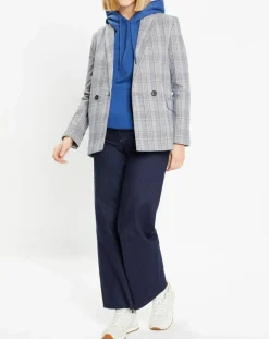 Galeries Lafayette Vestes, Blousons|Veste blazer Rune double boutonnage imprimé Pince de Galles gris/noir