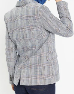 Galeries Lafayette Vestes, Blousons|Veste blazer Rune double boutonnage imprimé Pince de Galles gris/noir