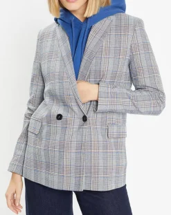 Galeries Lafayette Vestes, Blousons|Veste blazer Rune double boutonnage imprimé Pince de Galles gris/noir