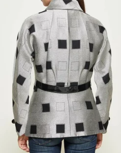 Giorgio Armani Vestes, Blousons|Veste courte à imprimé géométriques argenté/noir