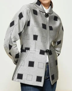 Giorgio Armani Vestes, Blousons|Veste courte à imprimé géométriques argenté/noir