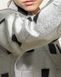 Giorgio Armani Vestes, Blousons|Veste courte à imprimé géométriques argenté/noir