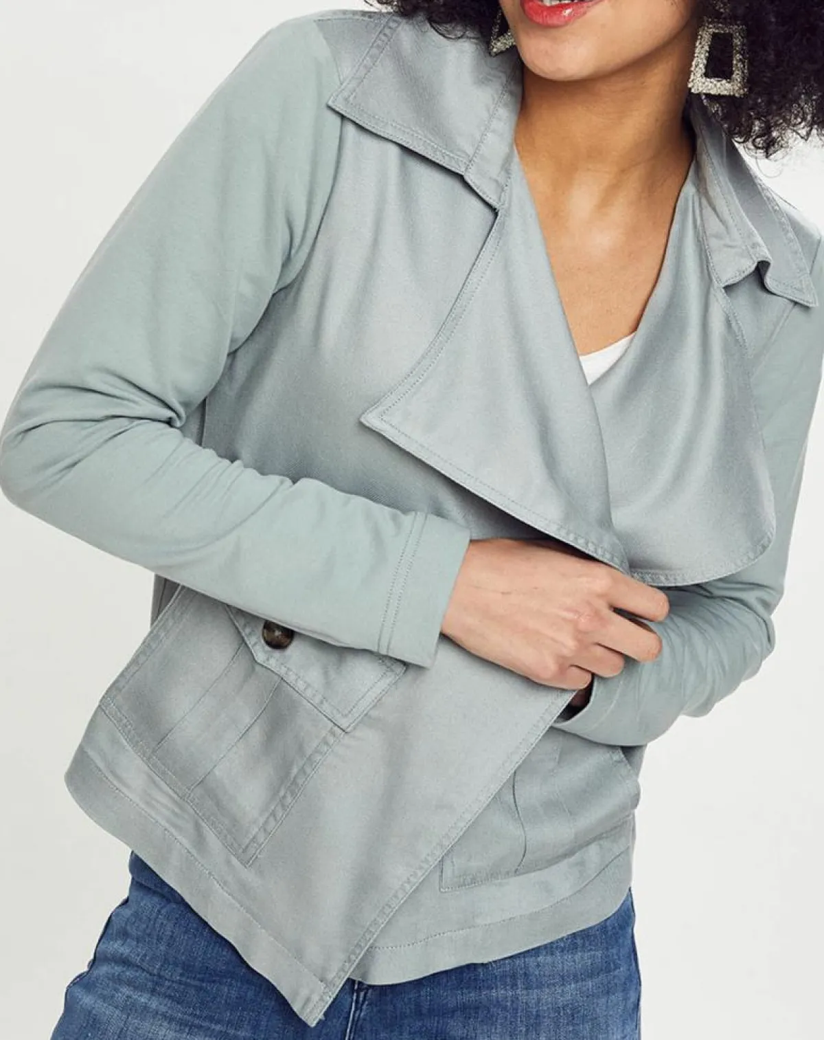 Esprit Vestes, Blousons|Veste courte à poche gris bleuté