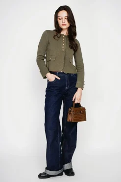 C&Jo Vestes, Blousons|Veste courte boutonnée kaki