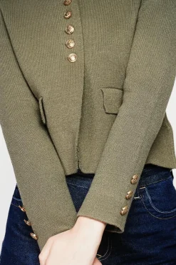 C&Jo Vestes, Blousons|Veste courte boutonnée kaki
