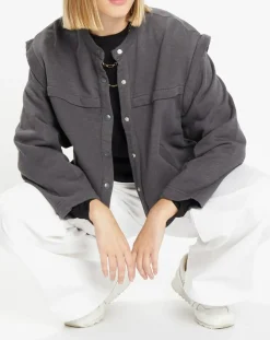 Galeries Lafayette Vestes, Blousons|Veste courte en Coton Léonor gris foncé