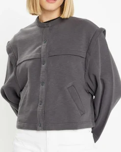 Galeries Lafayette Vestes, Blousons|Veste courte en Coton Léonor gris foncé