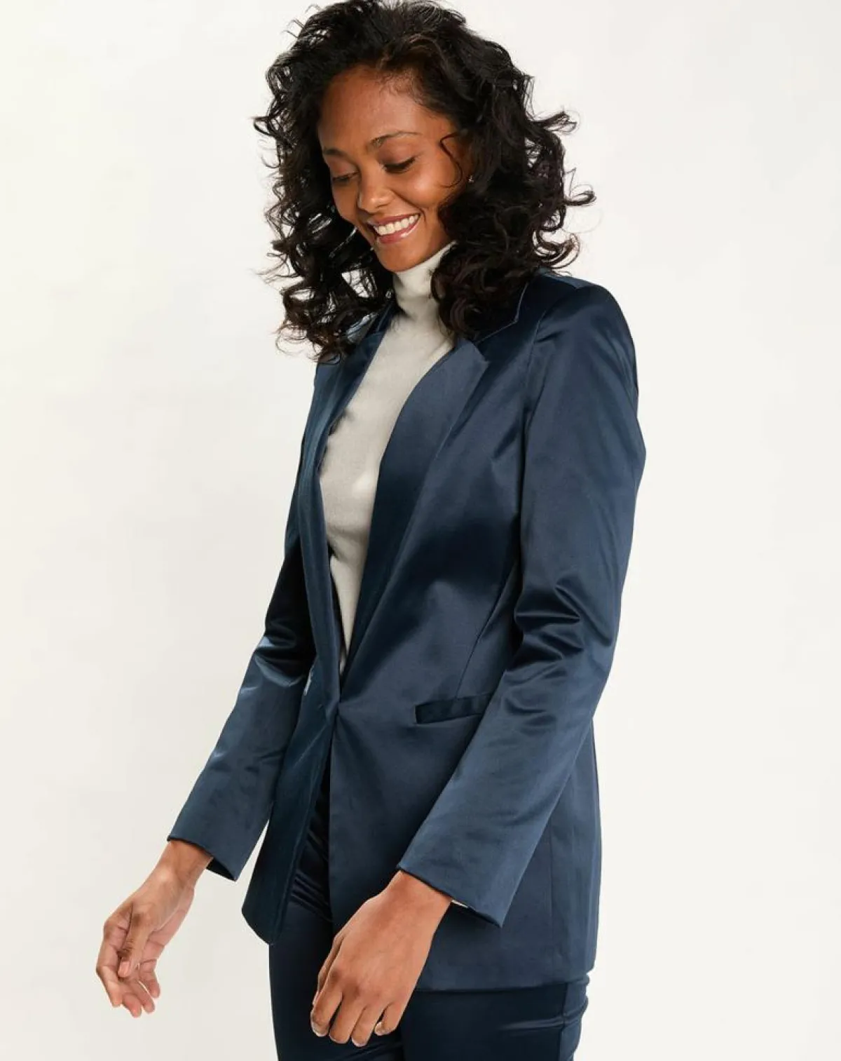 Lauren Vidal Vestes, Blousons|Veste de costume en Satin Moon nuit