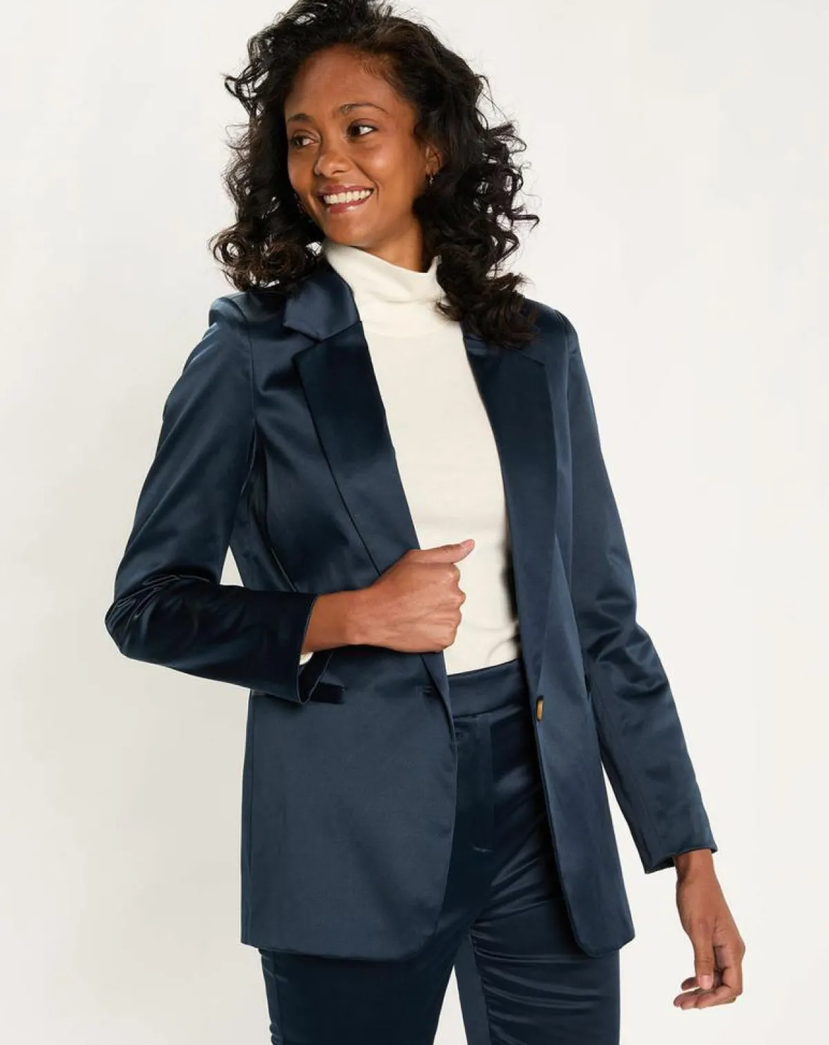 Lauren Vidal Vestes, Blousons|Veste de costume en Satin Moon nuit