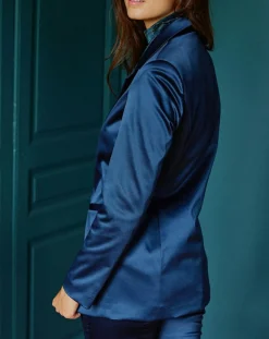 Lauren Vidal Vestes, Blousons|Veste de costume en Satin Moon nuit